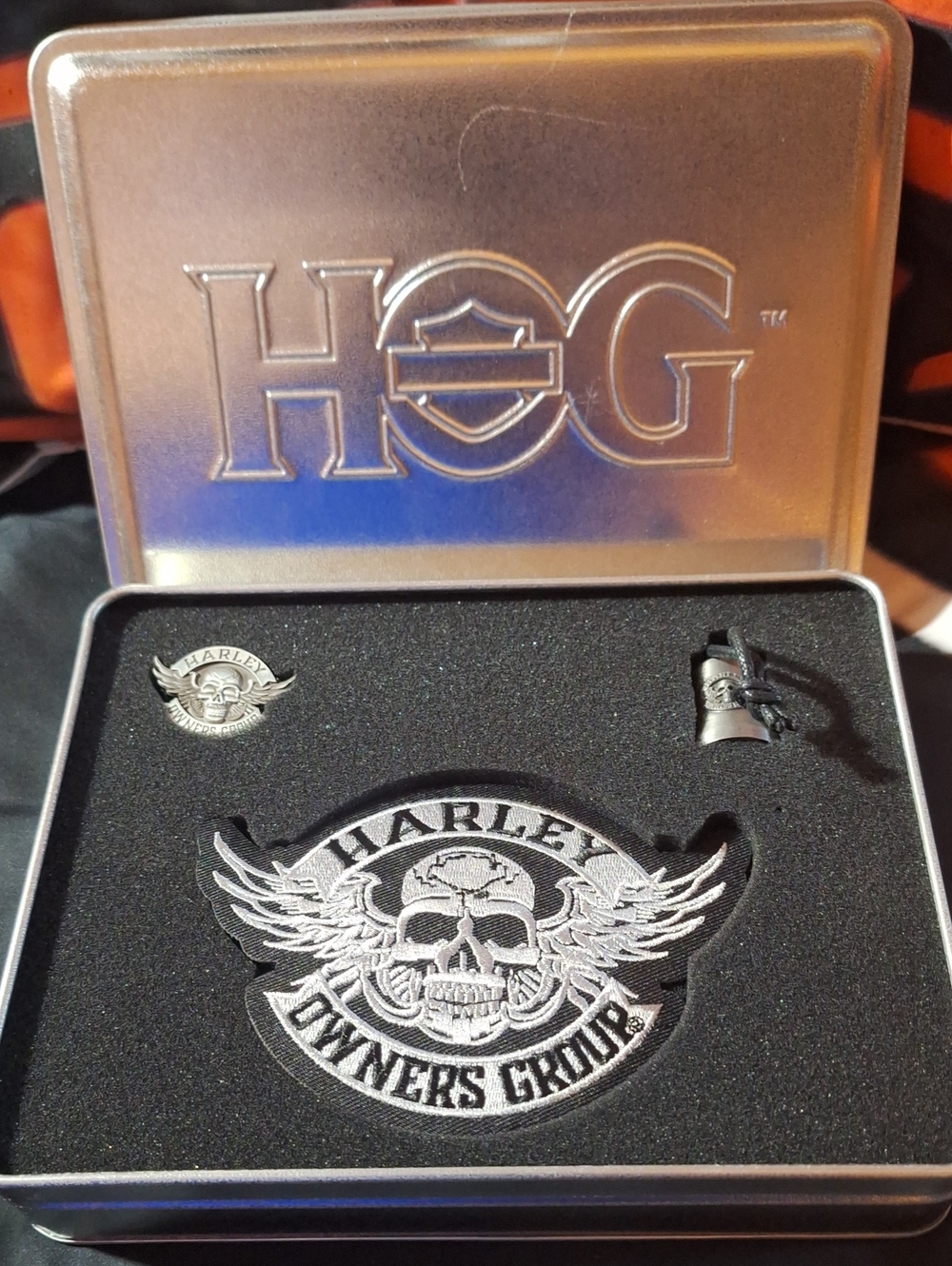 Harley Owners Group Silver Patch, Bell & Pin Set